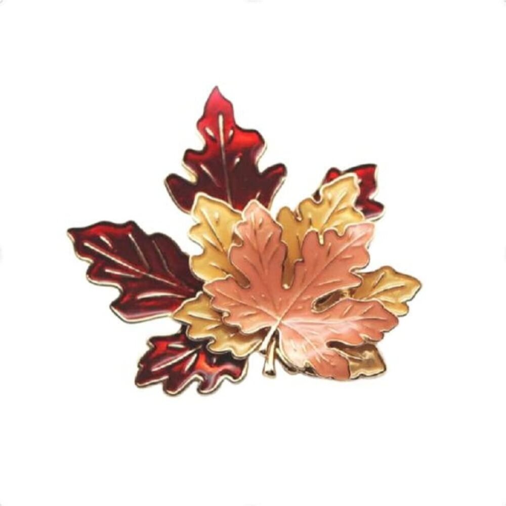 COLORFUL BLING Thanksgiving Brooch Pin,Autumn Fall Leaves Brooch Pin,Maple Leaf